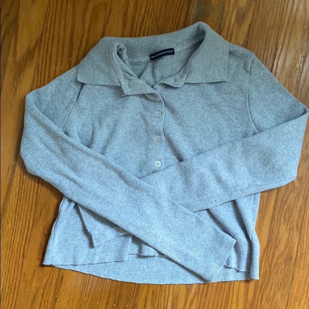Cute brandy collar long sleeve shirt